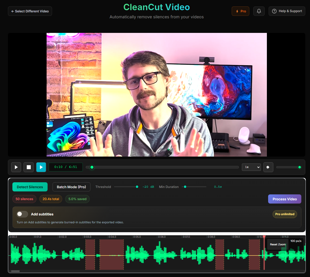 CleanCut application interface